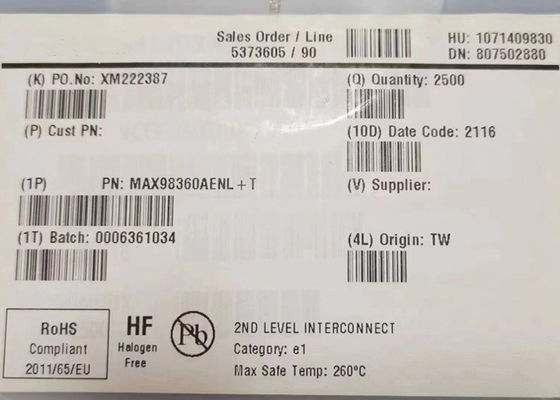 Συμπληρωμένο κύκλωμα MAX98360AENL 1 κανάλι Ακουστικός ενισχυτής κλάσης D 9-XFBGA