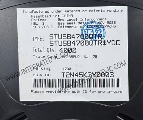 STUSB4700QTR Τσιπ ολοκληρωμένου κυκλώματος 400kb/s Stand-Alone USB PD Controller QFN-24