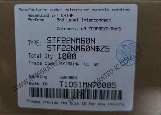 STF22NM60N Τσιπ ολοκληρωμένου κυκλώματος 600V MDmesh II N-Channel Power MOSFET Τρανζίστορες