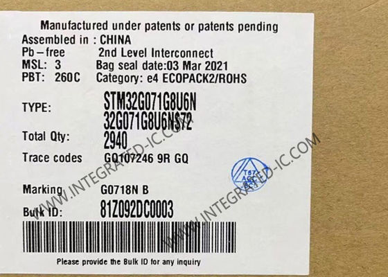STM32G071G8U6N Μικροελεγκτής MCU 32Bit Μικροελεγκτές 64MHz STM32 Mainstream MCU