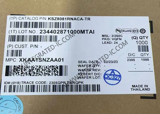 KSZ8081RNACA Ethernet IC 10/100 BASE-TX Πιστολήπτης φυσικού στρώματος με υποστήριξη RMII