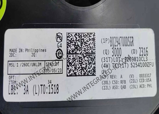 BQ294700DSGR Ολοκληρωμένο Κύκλωμα Chip Προστασίας Υπερτάσης Με Εξωτερικό Πυκνωτή Καθυστέρησης