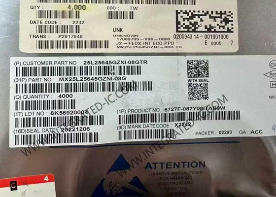 Η μνήμη IC Chip MX25L25645GZNI-08G 120MHz 256Mbit SPI NOR Flash μνήμη IC WSON8