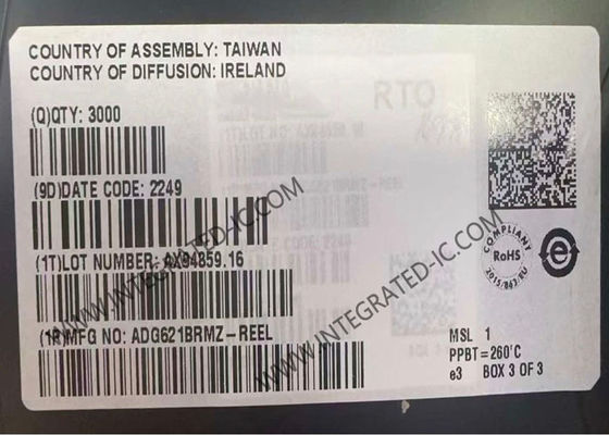 ADG621BRMZ Chip ολοκληρωμένου κυκλώματος με διπλό διακόπτη SPST IC με δέκα μολύβδεις MSOP Package 2.7V έως 5.5V Μία τροφοδότηση και ±2.7V έως ±5.5V Διπλή τροφοδότηση