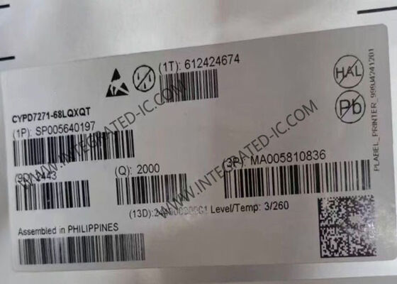 CYPD7271-68LQXQT Τσιπ ολοκληρωμένου κυκλώματος διπλής θύρας USB-C παροχή ενέργειας και DC-DC ελεγκτής