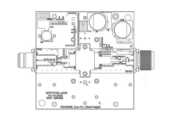 QPD1016LEVB01 Ενσωματωμένες λύσεις 1.7GHz 50V 500W GaN RF Transistor Evaluation Board