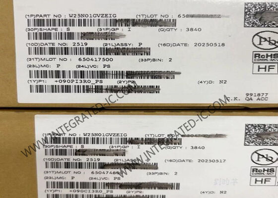 W25N01GVZEIG 1 Gbit 104MHz SPI Διασύνδεση SLC NAND Flash Memory IC Chip