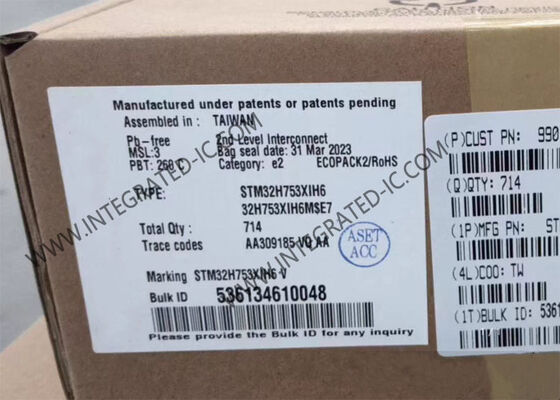 STM32H753XIH6 ARM Μικροελεγκτής IC με πακέτο 265-TFBGA, 168 I/O και RTC χαμηλής κατανάλωσης