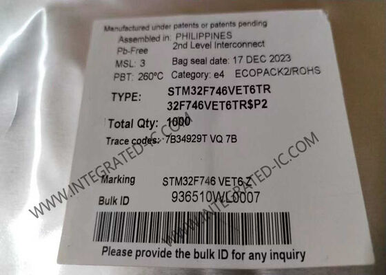 STM32F746VET6TR MCU μικροελέγχου 32 bit με 216MHz ARM Cortex-M7 Core και 512KB Flash Memory