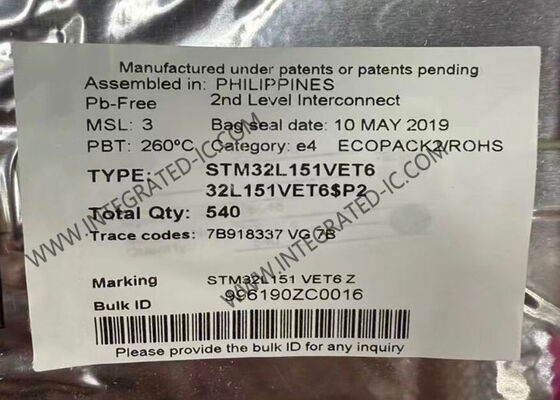 STM32L151VET6 Μικροελεγκτής MCU Ultra-Low-Power ARM Cortex-M3 32-Bit 512 kB Flash Memory MCU 32MHz