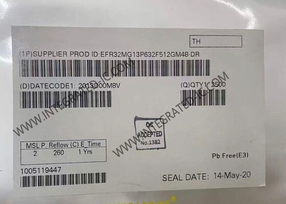 EFR32MG13P632F512GM48-D Μονάδα ασύρματης επικοινωνίας Διπλής γενικής γραμμής Zigbee RF Transceiver με 512KB Flash σε πακέτο 48-VFQFN