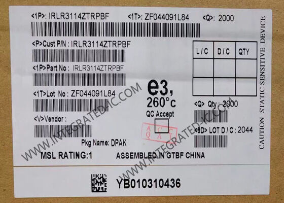 IRLR3114ZTRPBF 40V 130A 5.2mOhm N-Channel HEXFET Power MOSFET Τρανζίστορ Ολοκληρωμένο Κύκλωμα Chip