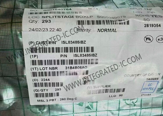 ISL83485IBZ Integrated Circuit Chip 10Mbps Half Duplex RS-485/RS-422 Πηρακτήρας SOIC-8