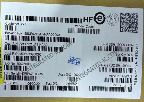 88SE9215A1-NAA2C000 Ολοκληρωμένο Κύκλωμα Chip Μίας Λωρίδας PCIe 2.0 σε Ελεγκτή Εισόδου/Εξόδου SATA Τεσσάρων Θυρών 6Gbps