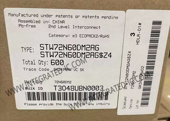STW72N60DM2AG Τσιπ ολοκληρωμένου κυκλώματος Αυτοκινητοβιομηχανίας N-κανάλι 600V 66A Power MOSFET τρανζίστορες