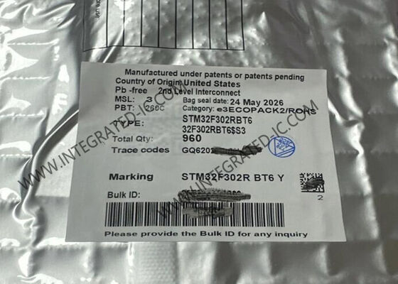 STM32F302RBT6 32-Bit Microcontroller IC with ARM Cortex-M4 Core, 72MHz Speed, and 128KB Flash Memory