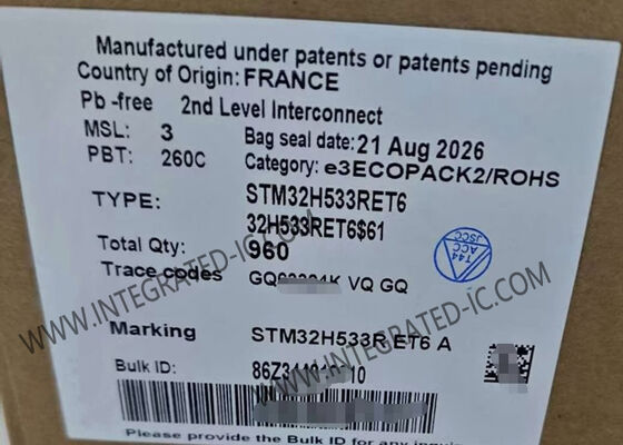 Μικροελεγκτής STM32H533RET6 MCU, Υψηλής Απόδοσης Arm Cortex-M33 MCU με CPU 250 MHz