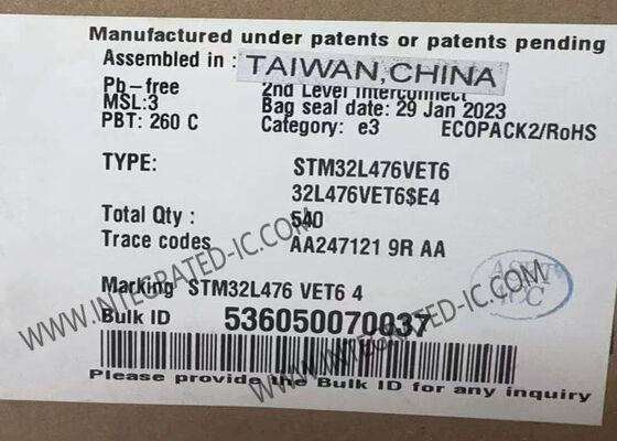 Μικροελεγκτής STM32L476VET6 MCU Υψηλής Απόδοσης STM32 MCU Εξαιρετικά Χαμηλής Κατανάλωσης 80MHz