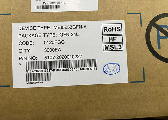Κανάλι 16 ένα mbi5253gfn-τσιπ ολοκληρωμένων κυκλωμάτων οδηγών 24QFN των σταθερών τρεχουσών οδηγήσεων PWM