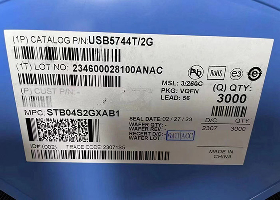 Ελεγκτής USB 3,0 διεπαφή 56-VQFN πλημνών 4-λιμένων USB τσιπ USB5744T/2G ολοκληρωμένων κυκλωμάτων