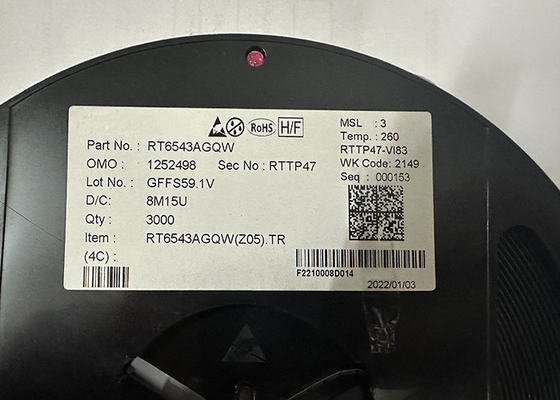 Τσιπ ολοκληρωμένου κυκλώματος RT6543AGQW Υψηλής Απόδοσης Μοναδικός Σύγχρονος Ελεγκτής Buck PWM