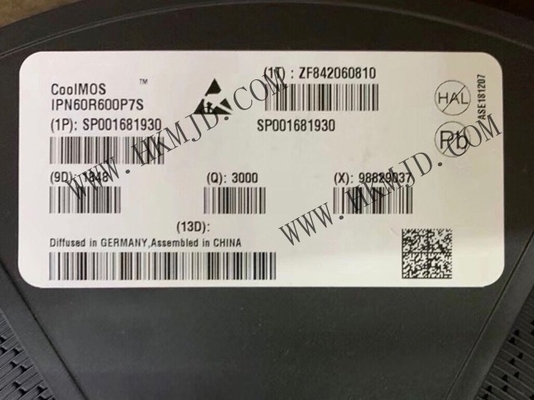Συμπληρωμένο κύκλωμα Chip IPN60R600P7S 7W Single MOSFET Τρανζίστορες TO-261-4