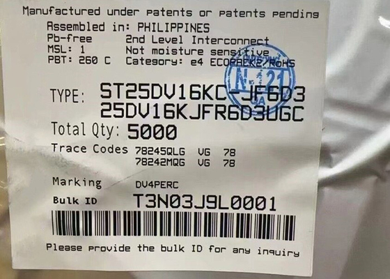 Συμπληρωμένο κύκλωμα Τσιπ ST25DV16KC-JF6D3 13.56MHz RFID Transponder IC UFDFPN-12
