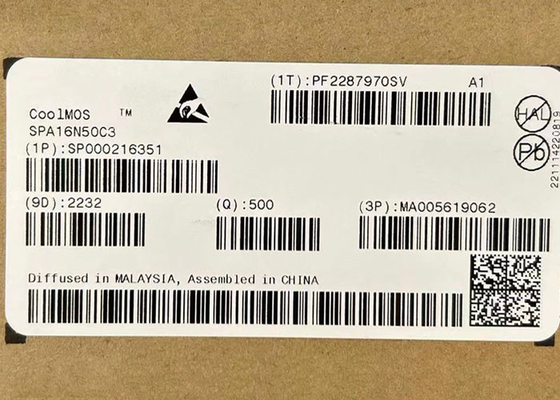 Συμπληρωμένο κύκλωμα chip SPA16N50C3 560V N-Channel Power MOSFET Τρανζίστορα TO-220-3