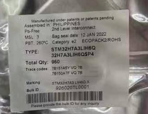 Τσιπ ολοκληρωμένου κυκλώματος τσιπ 280MHz μικροελεγκτών μικροελεγκτών MCU STM32H7A3LIH6Q 225TFBGA