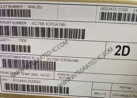 Πλαίσιο Προγραμματισμού Πύλης XC7S6-1CPGA196I 100 I/O Spartan-7 Ενσωματωμένο Πεδίο Προγραμματισμού Πύλης IC 196-TFBGA