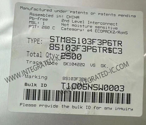 STM8S103F3P6TR Μικροελεγκτής MCU 16MHz Mainstream Access Line 8-Bit MCU TSSOP-20