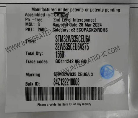 STM32WB35CEU6A Μικροελεγκτής MCU 2.4GHz Πολυπρωτόκολλο ασύρματος MCU 32-bit