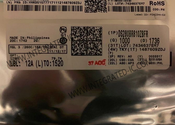 DS280BR810ZBFR Συνολικό κύκλωμα Τσιπ 8-Κανάλι Γραμμικό Redriver 28Gbps Γραμμικό Επαναλαμβανόμενο