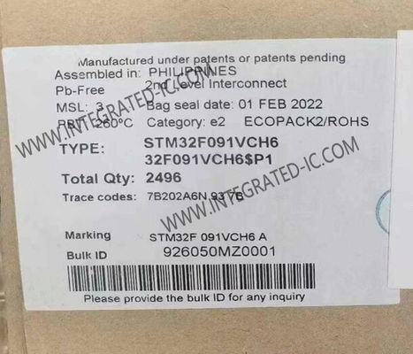STM32F091VCH6 Μικροελεγκτής MCU 32-bit Mainstream ARM Cortex-M0 MCU γραμμής πρόσβασης