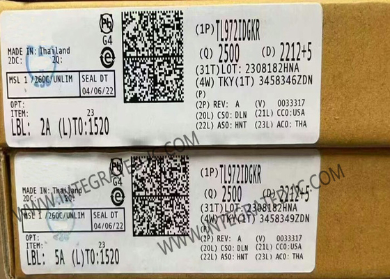 TL972IDGKR Διπλό τσιπ ολοκληρωμένου κυκλώματος 12V 12MHz λειτουργικοί ενισχυτές χαμηλού θορύβου