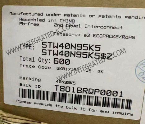 STW40N95K5 Τσιπ ολοκληρωμένου κυκλώματος 950V MDmeshTM K5 N-Channel Power MOSFET Τρανζίστορες