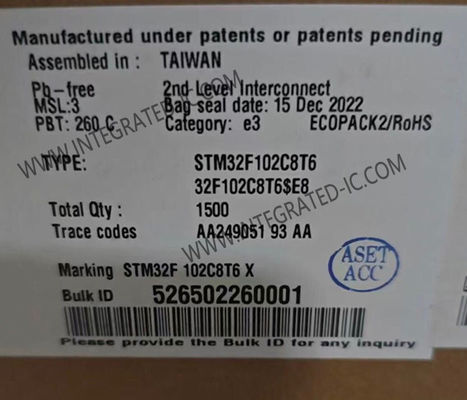 STM32F102C8T6 Μικροελεγκτής MCU 48MHz ARM Cortex M3 MCU LQFP-48 Πακέτο