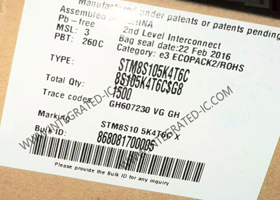 STM8S105K4T6C Μικροελεγκτής MCU 8-bit Μικροελεγκτής IC 16MHz Εγκατεστημένος MCU LQFP32