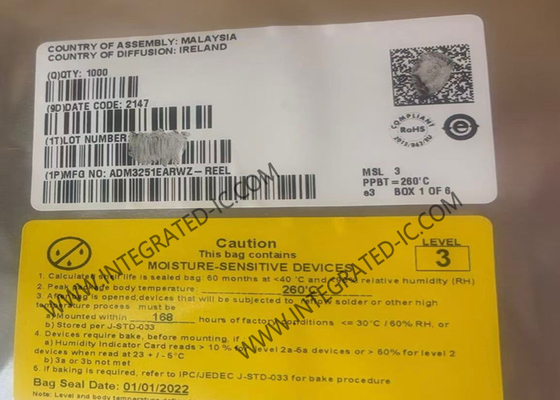 Το τσιπ ADM3251EARWZ ολοκληρωμένων κυκλωμάτων απομόνωσε τον απλού διαύλου οδηγό rs-232 γραμμών