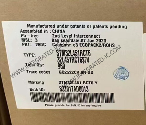 STM32L451RCT6 Μικροελεγκτής MCU Μικροελεγκτές μονοπυρήνα 32bit 80MHz Εγκατεστημένος MCU