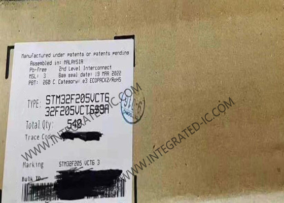 Ολοκληρωμένο κύκλωμα μικροελεγκτών φλοιός-μ3 ΒΡΑΧΙΌΝΩΝ ενιαίος-πυρήνων 120MHz 256KB STM32F205VCT6