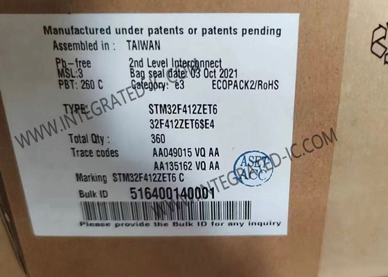 STM32F412ZET6 Μικροελεγκτής MCU 32Bit Μονόπυρη MCU 100MHz Ενσωματωμένη MCU LQFP144