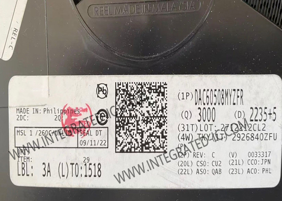 Τσιπ ολοκληρωμένου κυκλώματος DAC60508MYZFR 8 καναλιών Ψηφιακός προς αναλογικός μετατροπείς DSBGA-16