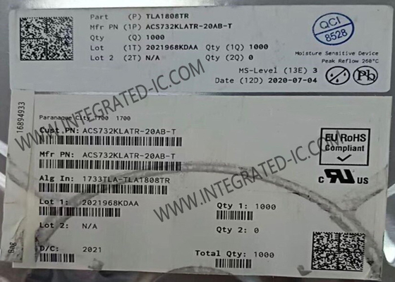 ACS732KLATR-20AB-T Αισθητήρας IC 1MHz Εύρος Ζώνης Γαλβανικά Απομονωμένοι Αισθητήρες Ρεύματος με Ανίχνευση Βλάβης Υπερρρεύματος