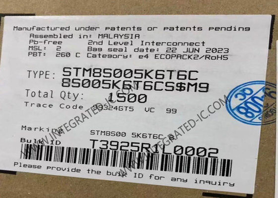 STM8S005K6T6C Μικροελεγκτής MCU 8Bit Μικροελεγκτής IC Σημαντική γραμμή τιμής 8Bit MCU