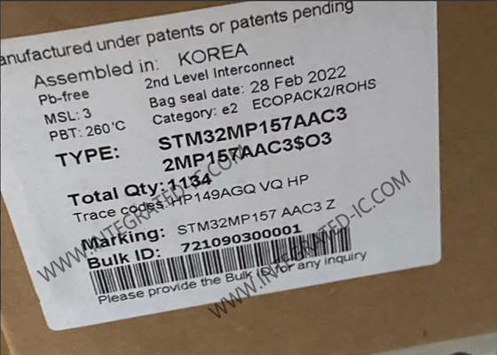 STM32MP157AAC3 ARM Διπλού Πυρήνα 32-Bit 209MHz Ενσωματωμένοι Μικροεπεξεργαστές 361-TFBGA