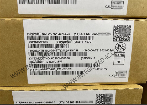Μνήμη IC Chip W9751G6NB-25 512Mbit Παράλληλη SDRAM DDR2 Μνήμη IC