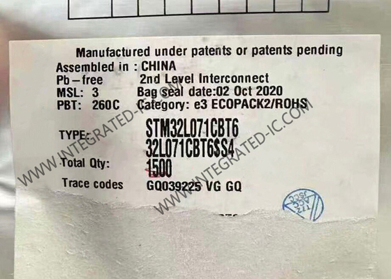 Μικροελεγκτής STM32L071CBT6 MCU Χαμηλής Ισχύος 32-Bit Μονοπύρηνος Ενσωματωμένος MCU