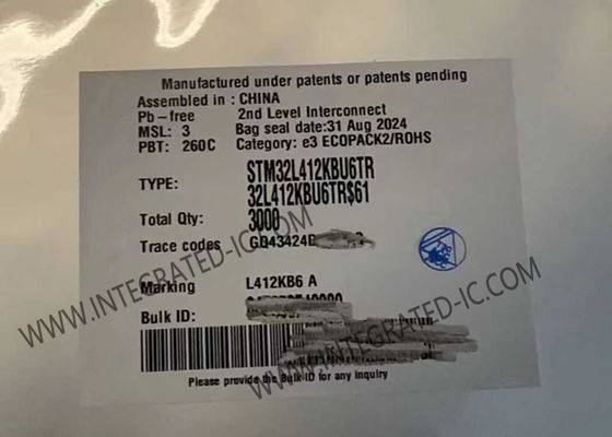 32UFQFN υψηλή επίδοση ολοκληρωμένου κυκλώματος 80MHz μικροελεγκτών μικροελεγκτών MCU STM32L412KBU6