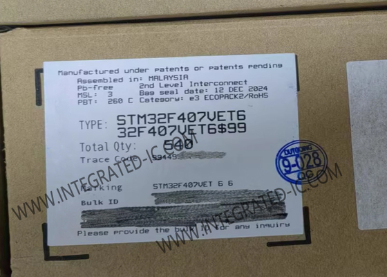 512Kbytes πυρήνας 100LQFP φλοιών M4 βραχιόνων τσιπ STM32F407VET6 168MHz ολοκληρωμένων κυκλωμάτων